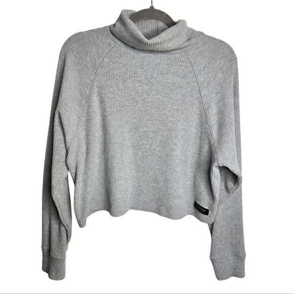 Calvin Klein Performance Womens Cropped Ribbed Knit Longsleeve Pullover Top Sz S - Picture 1 of 8